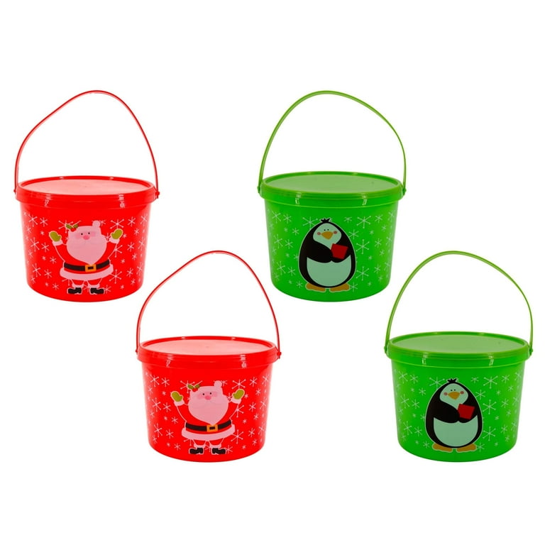 Christmas Plastic Buckets with Handles, Rectangular Bins for Gifts  Classroom Cleaning Toys Storage Organization Party Supplies Pantry  Containers Candy Baskets Holiday Decorations(Gingerbread Man) 