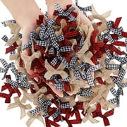 Christmas Mini Burlap Bow Buffalo Plaid Bow White and Black Checkered Bows Red and Black Gingham Ribbon Bows Farmhouse Home Decoration for Christmas Tree DIY Crafts