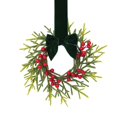 thumbnail image 1 of Christmas Mini Cabinet Wreath, 10" Norfolk Pine Wreath with Bow Red Berry for Chair, Artificial Small Kitchen Wreath for Window Front Door Farmhouse Wall Pillars Xmas Decor 1Pc,Green Bow, 1 of 4