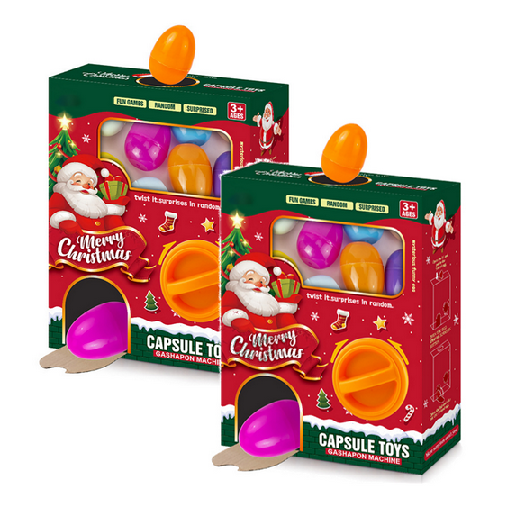 Christmas Mini Capsule Toy Machine, with 5 Surprise Eggs, Mystery Christmas Capsule Surprise Eggs Box, Capsule Toys for Xmas 2Set