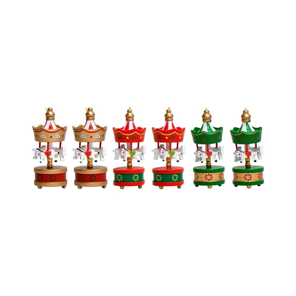 Christmas Mini Carousel Decorations, Small Gift Toys, Tree Pendants for Festive Celebrations, Exquisite Home Ornaments, Easy Hanging, 6 Pack