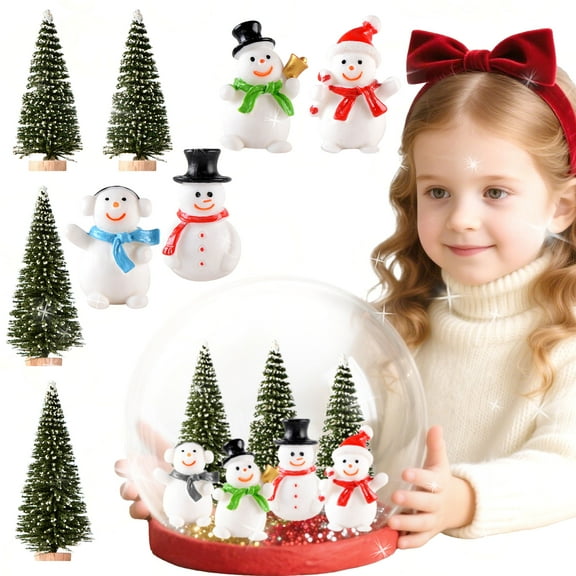 Christmas Mini Decorations DIY Snowman & Tree 8-Piece Holiday Craft Kit
