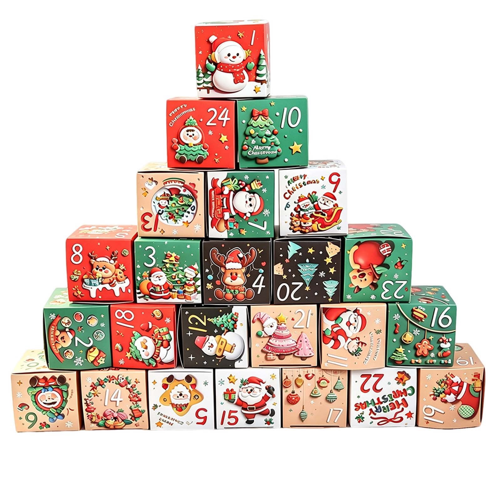 Christmas Mini Gift Box Set, 24 Piece Paper Treat Boxes, Holiday Party ...