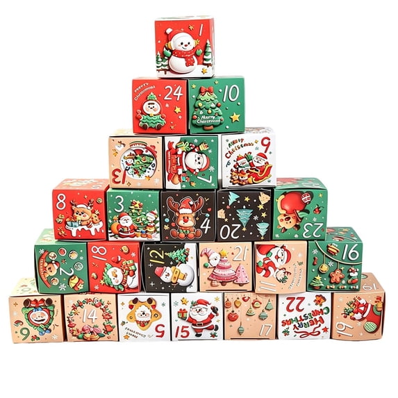 Christmas Mini Gift Box Set, 24 Piece Paper Treat Boxes, Holiday Party ...