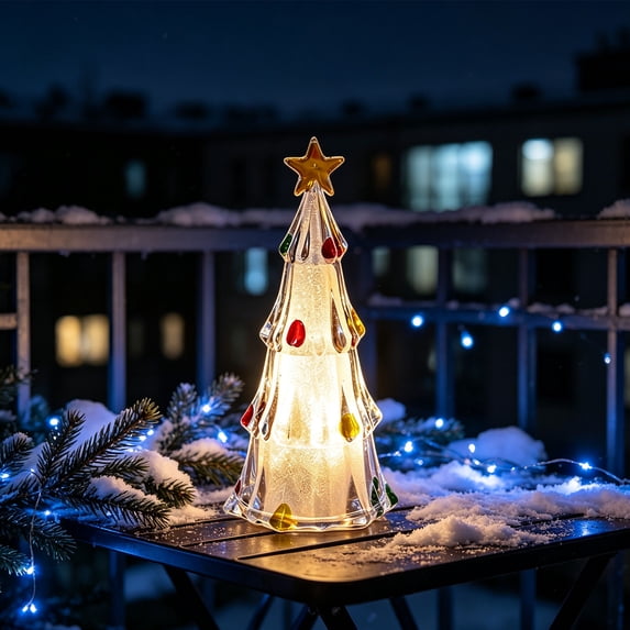 Christmas Mini Glowing Crystal Christmas Tree Table Lamp Decorations, Luxury Diamond Textured Xmas Tree with Warm Glowing Noght Light, Battery Powered Decor for Home Room Holiday Indoor Decor Gift