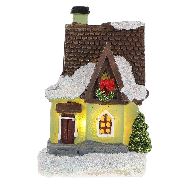 Christmas Mini House Batteryoperated Dollhouse Resin House Miniature