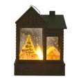 thumbnail image 1 of Christmas Mini Lantern Decoration – Battery-Powered LED Light with Vintage Santa & Snowman Scene – Hanging Flame Effect Lamp for Tree, Home & Party Decor, 1 of 5