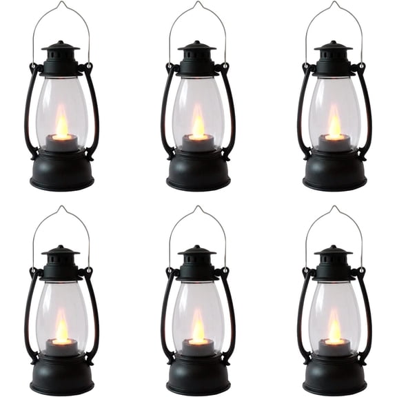 Christmas Mini Lanterns 6 Pack LED Small Lanterns Indoor Lanterns, Decorative Outdoor Hanging Lantern Decorative Candle Lanterns Farmhouse Decor for Weddings Party Halloween Xmas