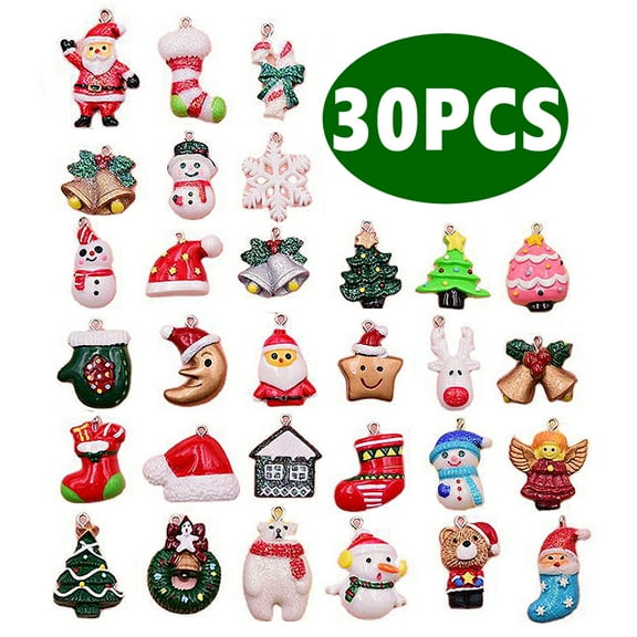 Christmas Mini Ornaments for Christmas Small Trees Resin Ornaments for Mini Christmas Tree Decorations 30 Pcs