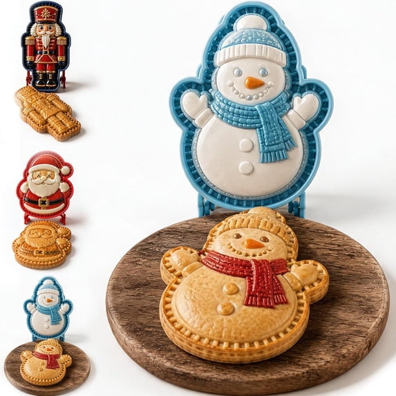 Christmas Mini Pie Molds,Reusable Embossed Hand Baking Molds for Holiday Treats,DIY Christmas Baking Set for Mini Pies and Fruit Desserts