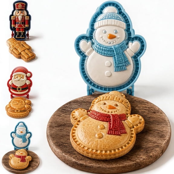 Christmas Mini Pie Molds, Reusable Embossed Hand Baking Molds