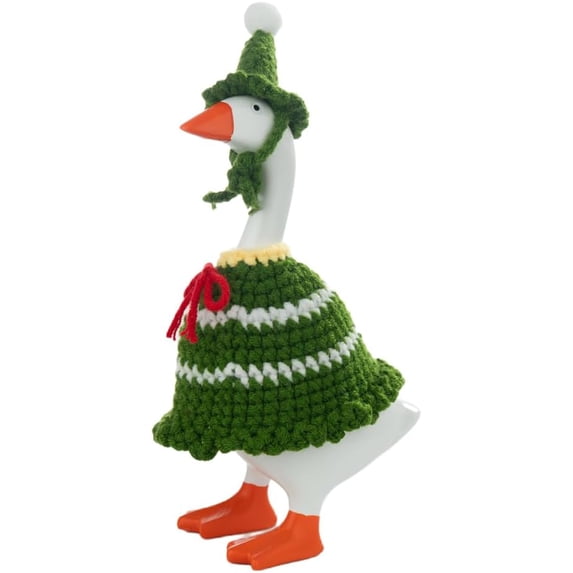Christmas Mini Porch Goose Outfits Funny Santa Claus Clothing Hand-Woven 7 Inch Desk Goose Outfits