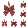 thumbnail image 1 of Christmas Mini Red Ribbon Bow 10PCS – 2in Velvet Bow Tie for Tree, Wreath, Garland, Gift Wrap – Hanging Charm, Xmas Decoration, 1 of 5