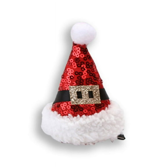 Christmas Mini Sequins Santa Hat Hair Clip Cartoon Beard Party Alligator Hairpin