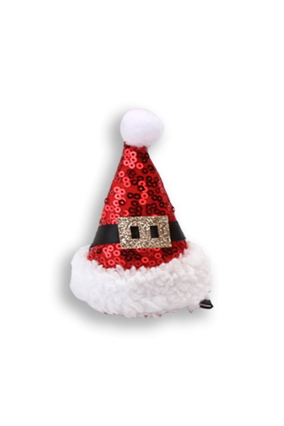 Christmas Mini Sequins Santa Hat Hair Clip Cartoon Beard Party Alligator Hairpin