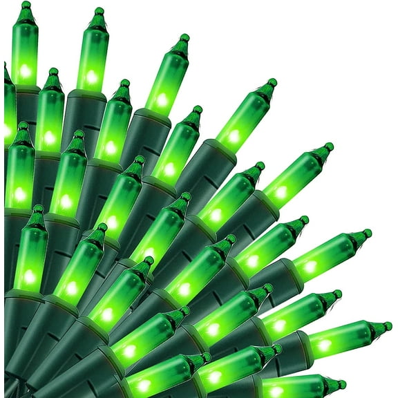 Christmas Mini String Lights, 33FT 100 Count Incandescent Green Wire Christmas Lights, Waterproof Christmas Decorations for Indoor Outdoor Home Garden Yard Decor (Green)