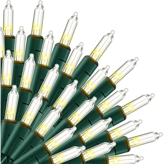 Christmas Mini String Lights, 33FT 100 Count Incandescent Green Wire Christmas Lights, Waterproof Christmas Decorations for Indoor Outdoor Home Garden Yard Decor (Warm White)