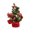 thumbnail image 1 of Christmas Mini Tabletop Tree Ornament, Artificial Plastic Tree with Red Poinsettia and Ball Accents, Window Shelf Desk Display for Holiday Home Party, Small Gift, 1 of 5
