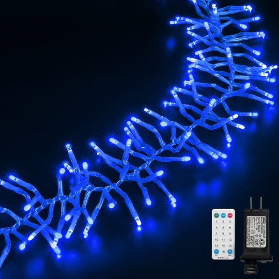 Christmas Mini Tree Lights Outdoor Cluster Light, 1000 LED Firecrackers String, 16 Modes Timer Remote Waterproof Plug in Twinkle Fairy Lights for Garland Window PartyBlue