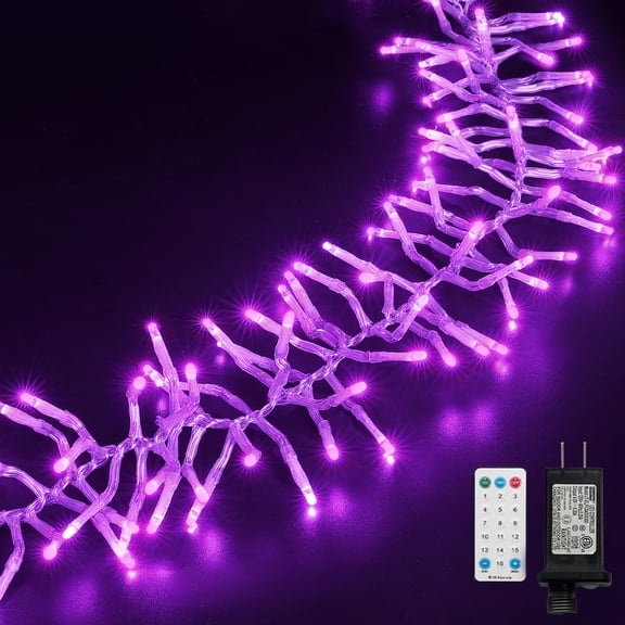 Christmas Mini Tree Lights Outdoor Cluster Light, 1000 LED Firecrackers String, 16 Modes Timer Remote Waterproof Plug in Twinkle Fairy Lights for Garland Window PartyPurple