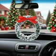 thumbnail image 1 of Christmas Mini Wreath Pendant, Snowflake Bow Straw Decoration Ring, Holiday Hanging Ornament, Window or Car Mirror Christmas Decor, 1 of 6