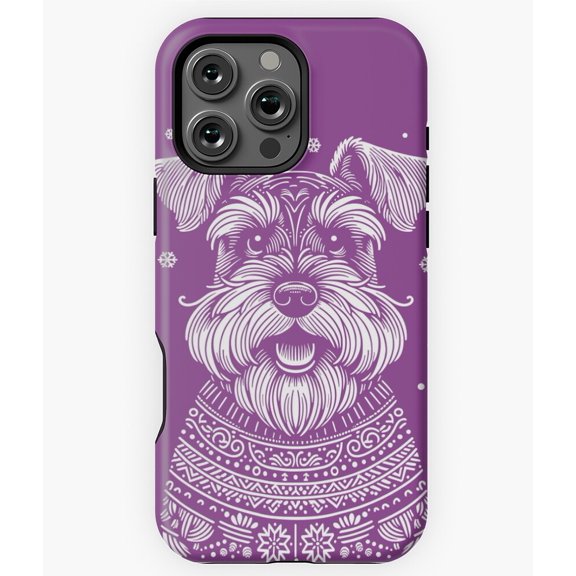Christmas Miniature Schnauzer Purple Phone Case for iPhone 16 15 14 13 12 11 Pro Max