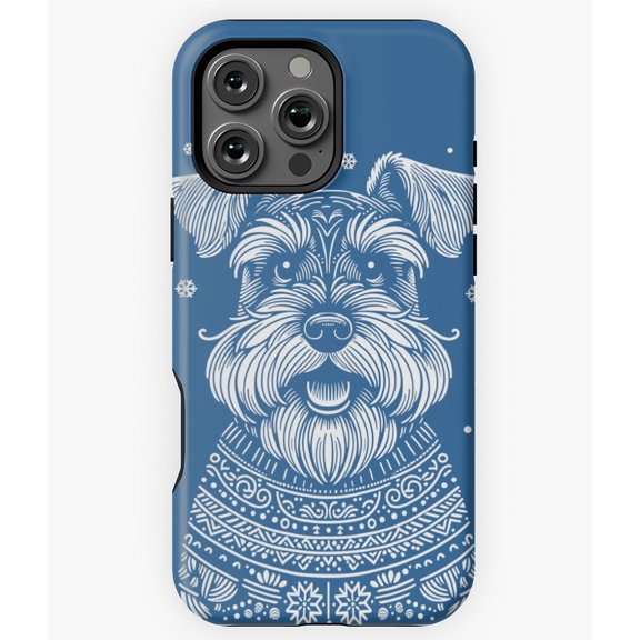 Christmas Miniature Schnauzer Sweater Phone Case for iPhone 16 15 14 13 12 11 Pro Max