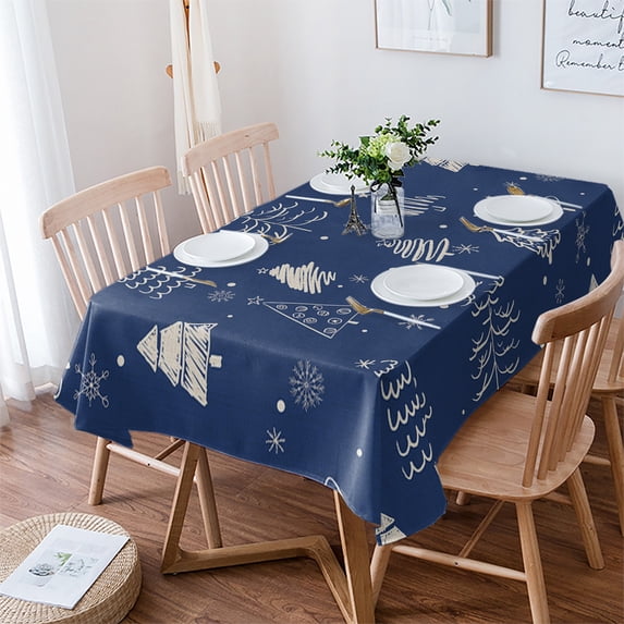 Christmas Minimalist Snowflakes Table Cloth Waterproof Dining Tablecloth Kitchen Decorative Party Table Cover