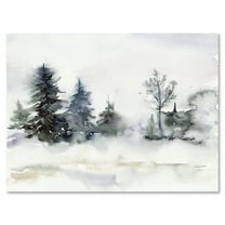 Christmas Minimalistic Snow and Forest Landscape 12 in x 8 in Painting Canvas Art Print, by Designart