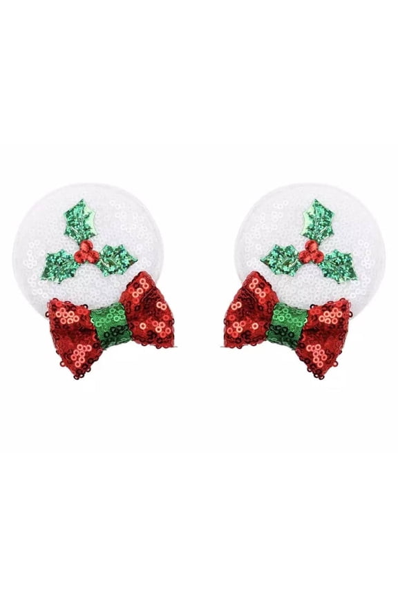 Christmas Minnie Ears Hair Clip, Holiday Minnie Ear Clips, Mickey Ears Hair Clip, Disney Kids Minnie Ears clips, Minnie Ears, Minnie Ears