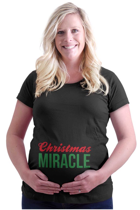 Christmas Miracle Expecting Mom to Be Women's Maternity T Shirt Tee Brisco Brands L
