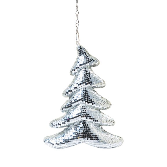 Christmas Mirror Ball Hanging Decoration – Modern Mushroom-Shaped Holiday Ornament with Reflective Disco Light Effect for Home, Tabletop, Shelf or Mantel Display
