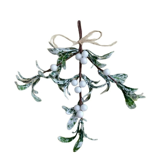 Christmas Mistletoe Decor Artificial Mistletoe Ornament Mistletoe Hanging Decorations Glitter Christmas Tree Accessories Artificial Dry Hanging Decoration For Tree Door 9.1"x7.5"
