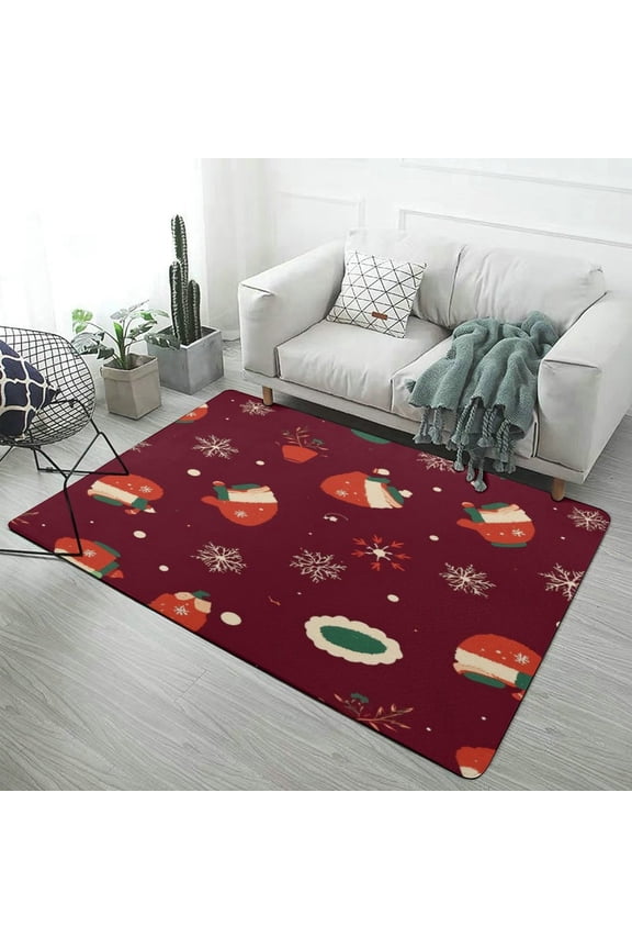 Christmas Mittens And Snowflakes Pattern Area Rugs Soft Carpet Suitable for Living Room Kitchen Bedroom Laundry Room Home Decorations
