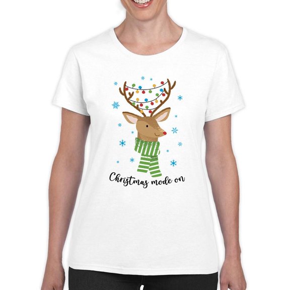 Christmas Mode On T-Shirt Women -Smartprints Designs, Female Small