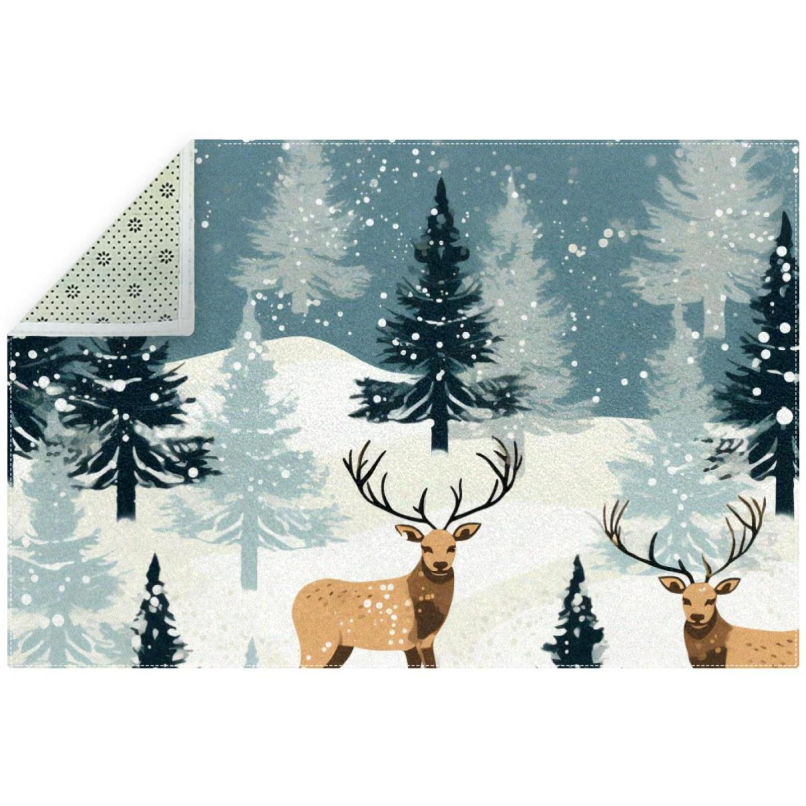 Christmas Modern Geometric Area Rug Soft Polyester Floor Mat for
