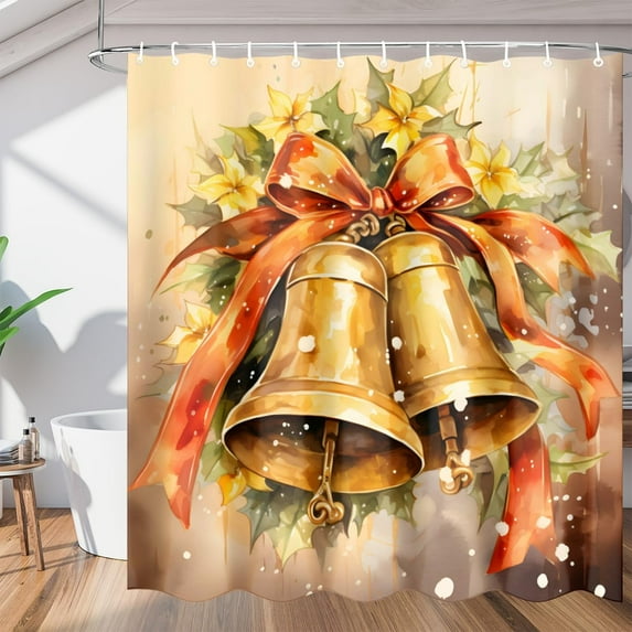 The Christmas Modern Theme Shower Curtain for Bathroom Shower Curtain Set with 12 Hooks Waterproof Fabric Bath Curtain for Bathtub Restroom Decor, 72 X 72 in