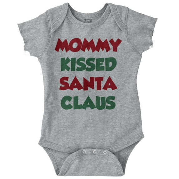 Christmas Mommy Kissed Santa Claus Romper Boys or Girls Infant Baby Brisco Brands 18M