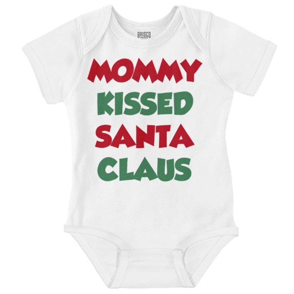 Christmas Mommy Kissed Santa Claus Romper Boys or Girls Infant Baby Brisco Brands 24M
