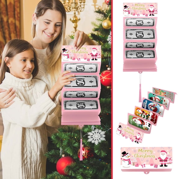 Christmas Money Box under $5! Cagogo Pink Christmas Red Envelope Money Box, 10 Card Slot Holiday Gift Storage, Xmas Party Surprise Box, Festive Money Holder, Christmas Decoration Supplies