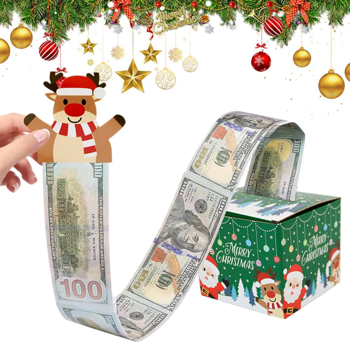 Christmas Money Box for Cash Gift Pull, 2025 New Surprise Money Holder