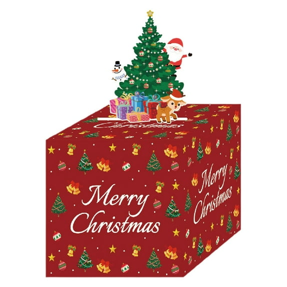 Christmas Money Box With Pull Out, Surprise Merry Gift Box, 3D Pop Up Cards With Cash Envelopes Holder for DIY Holiday Home Tabletop Decoration