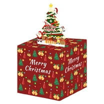 Christmas Money Box With Pull Out, Surprise Merry Gift Box, 3D Pop Up Cards With Cash Envelopes Holder for DIY Holiday Home Tabletop Decoration
