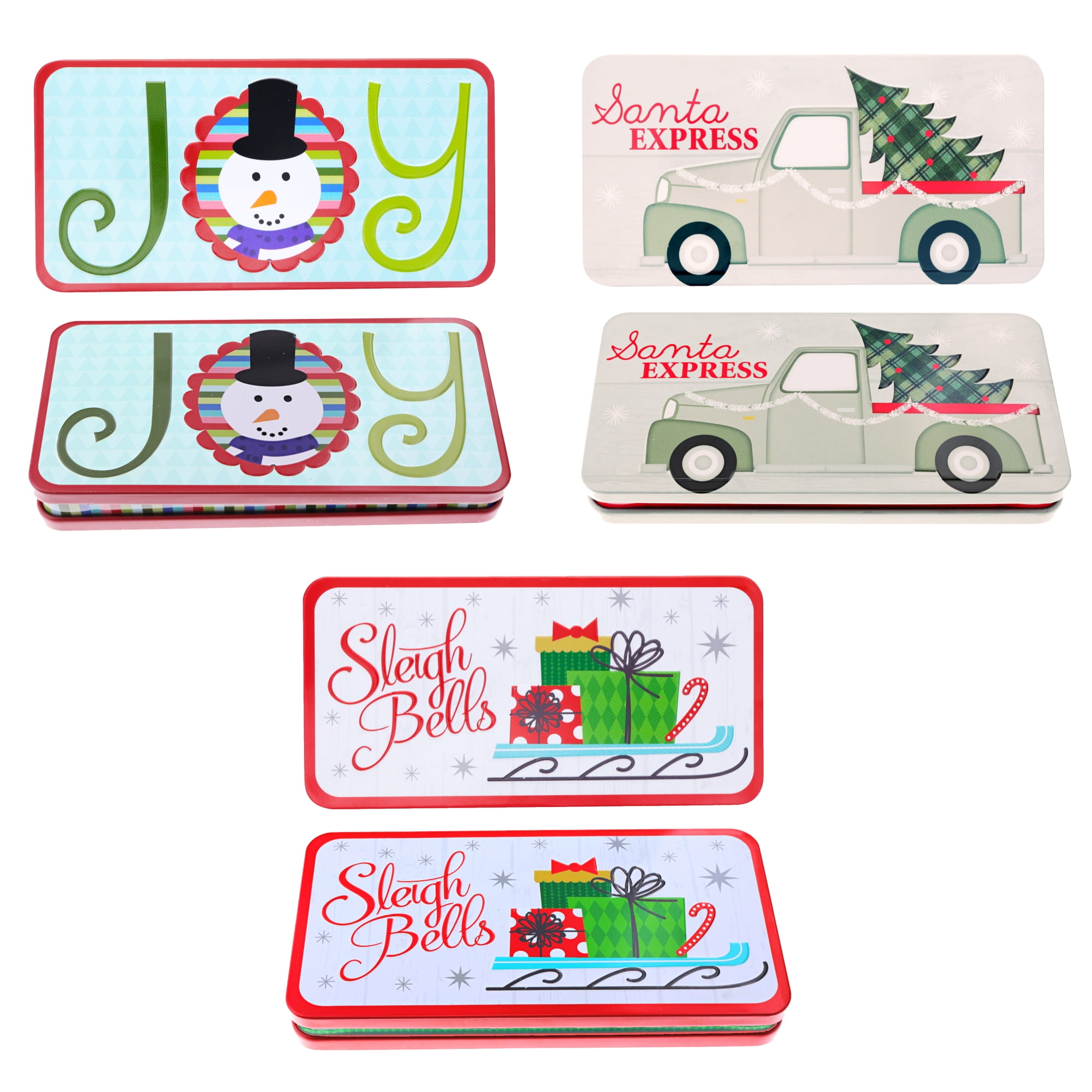 Christmas Money, Check & Gift Card Holder Tins (Set of 6)