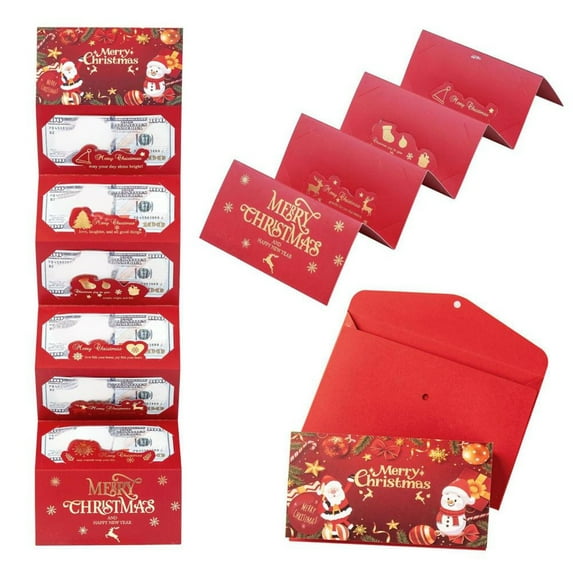 Christmas Money Envelope for Cash, Money Holder with 6 Slots for Cash, DIY Holiday Money Gift Card for Xmas, Christmas Envelope Surprise Card Holder