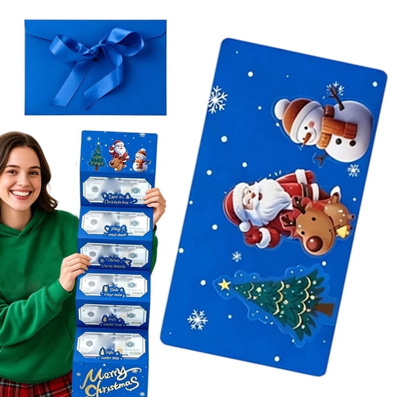 Christmas Money Envelopes,Christmas Money Holders,Christmas Gift Card Holders,6 Slots Foldable Money Holder,Self‑Sealing Envelope,Holiday Cash Gift,Xmas Party Supplies