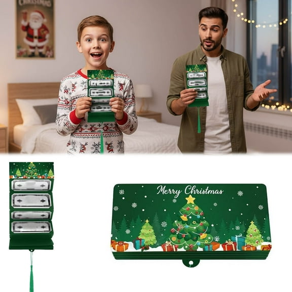 Christmas Money or Gift Card Holder with Envelopes, Christmas Cash Gifts Surprise Cash Envelope, Jolly Santa Claus Money Holder for Christmas Holiday Birthday Cash Gift Card Supplies, Green, 1pcs