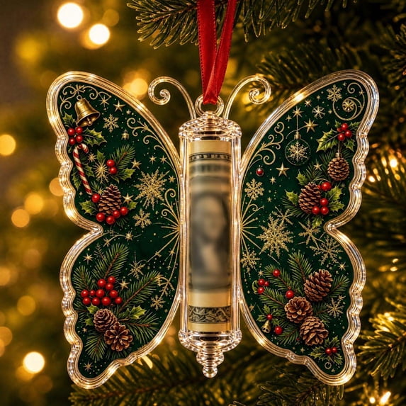 Christmas Money Gift Ornament, Plastic Butterfly Design B Cash Gift Holder, with Hanging Ribbon for Christmas Gift Exchange and Stocking Stuffer