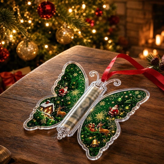 Christmas Money Gift Ornament, Plastic Butterfly Design C Cash Gift Holder, with Hanging Ribbon for Christmas Gift Exchange and Stocking Stuffer