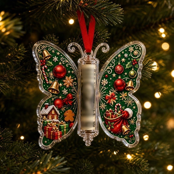 Christmas Money Gift Ornament, Plastic Butterfly Design D Cash Gift Holder, with Hanging Ribbon for Christmas Gift Exchange and Stocking Stuffer